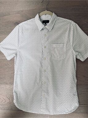 Vince White Short-Sleeve Dot-Print Shirt